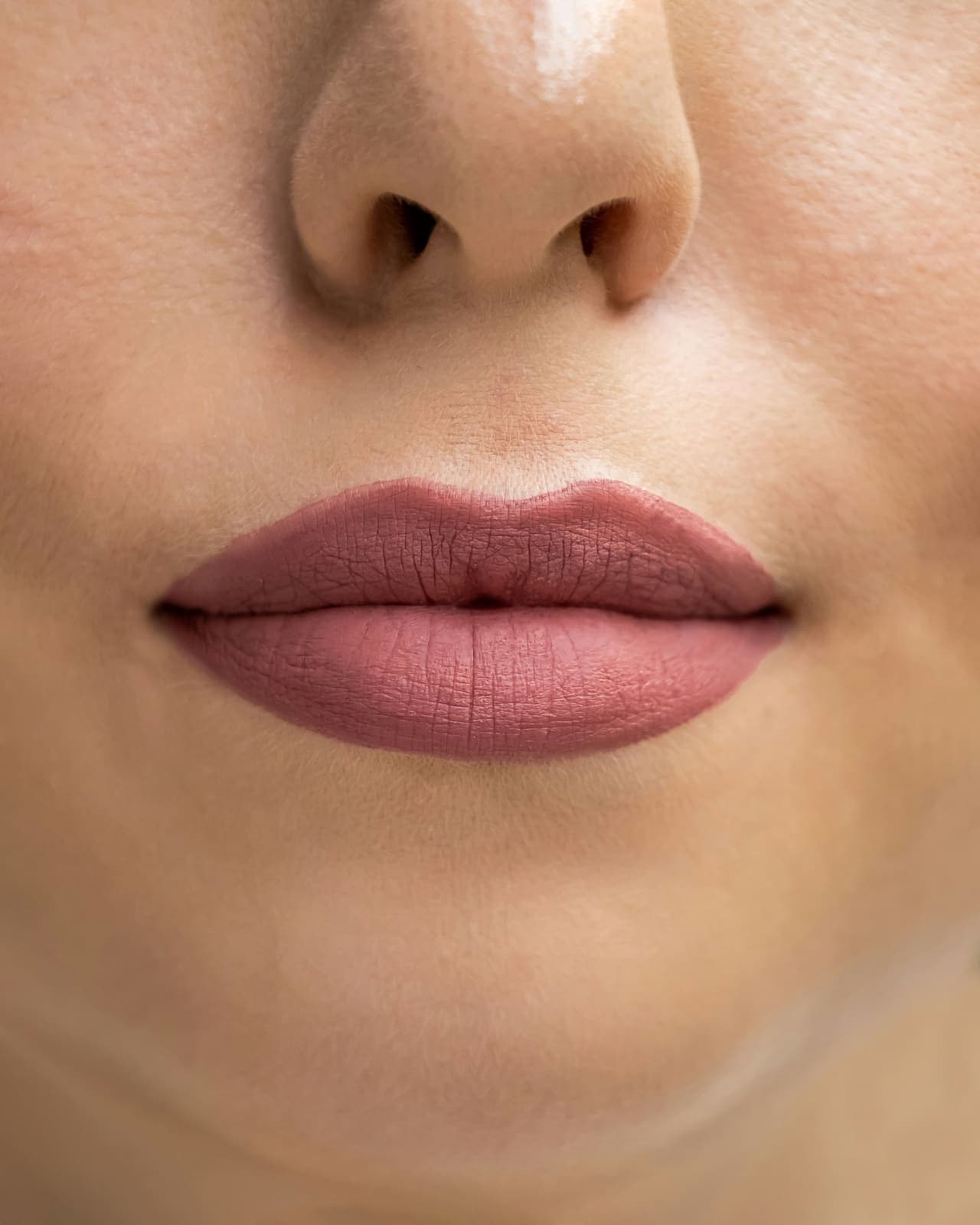 Close-up of soft, natural-looking lips